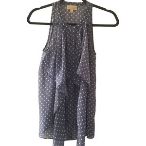 Vera Wang Princess Women's Blue Blouse with Green Polka Dots Size XS